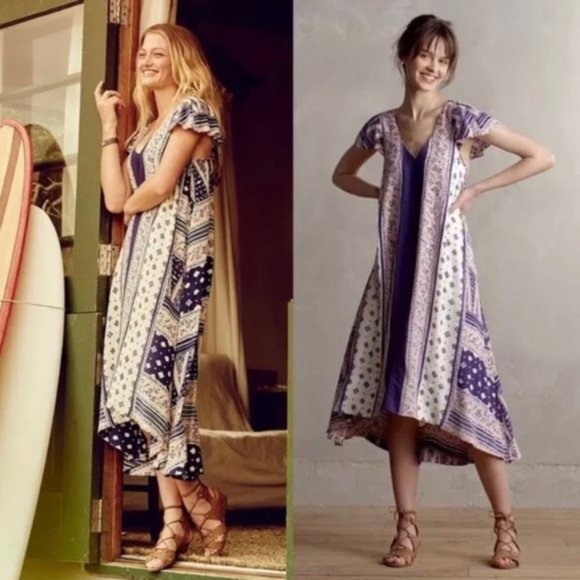 Anthropologie Dresses & Skirts - Anthropologie Maeve Summertide Swing Maxi Pink Blue Dress